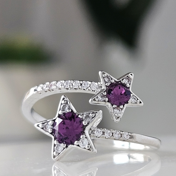 Amethyst Star Cluster Ring with Swarovski Crystals, Charmed Aroma 2021 - Picture 3 of 3